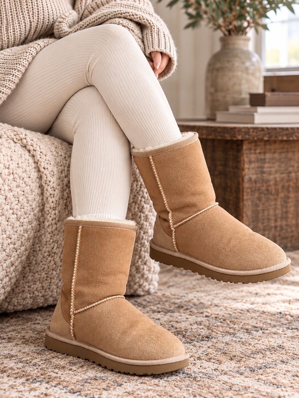 UGG Classic Short II Boots Womens 8 Chestnut Suede Sheepskin 1016223